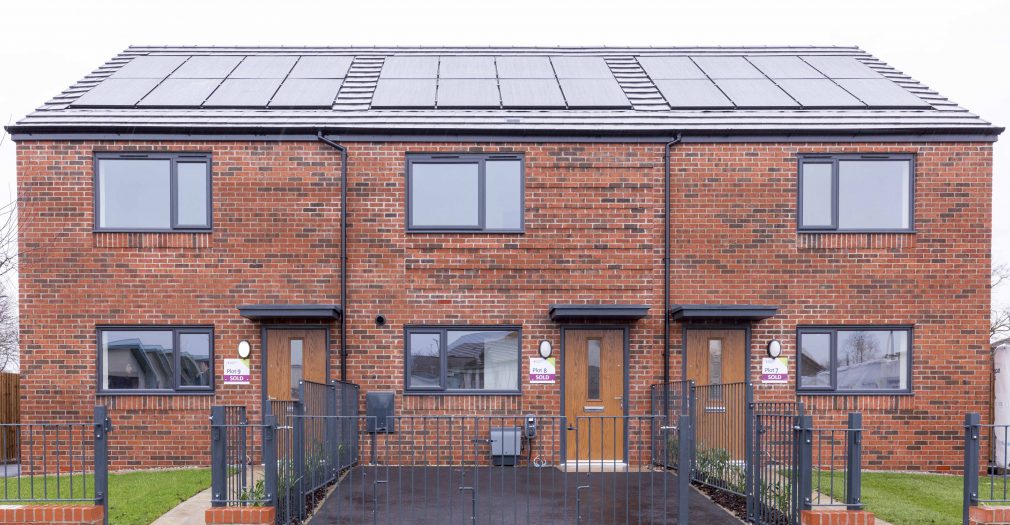 Image of 3 Keepmoat houses with roof-fitted solar panels